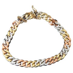 Bracelet vintage trois couleurs en or 9k Curb link