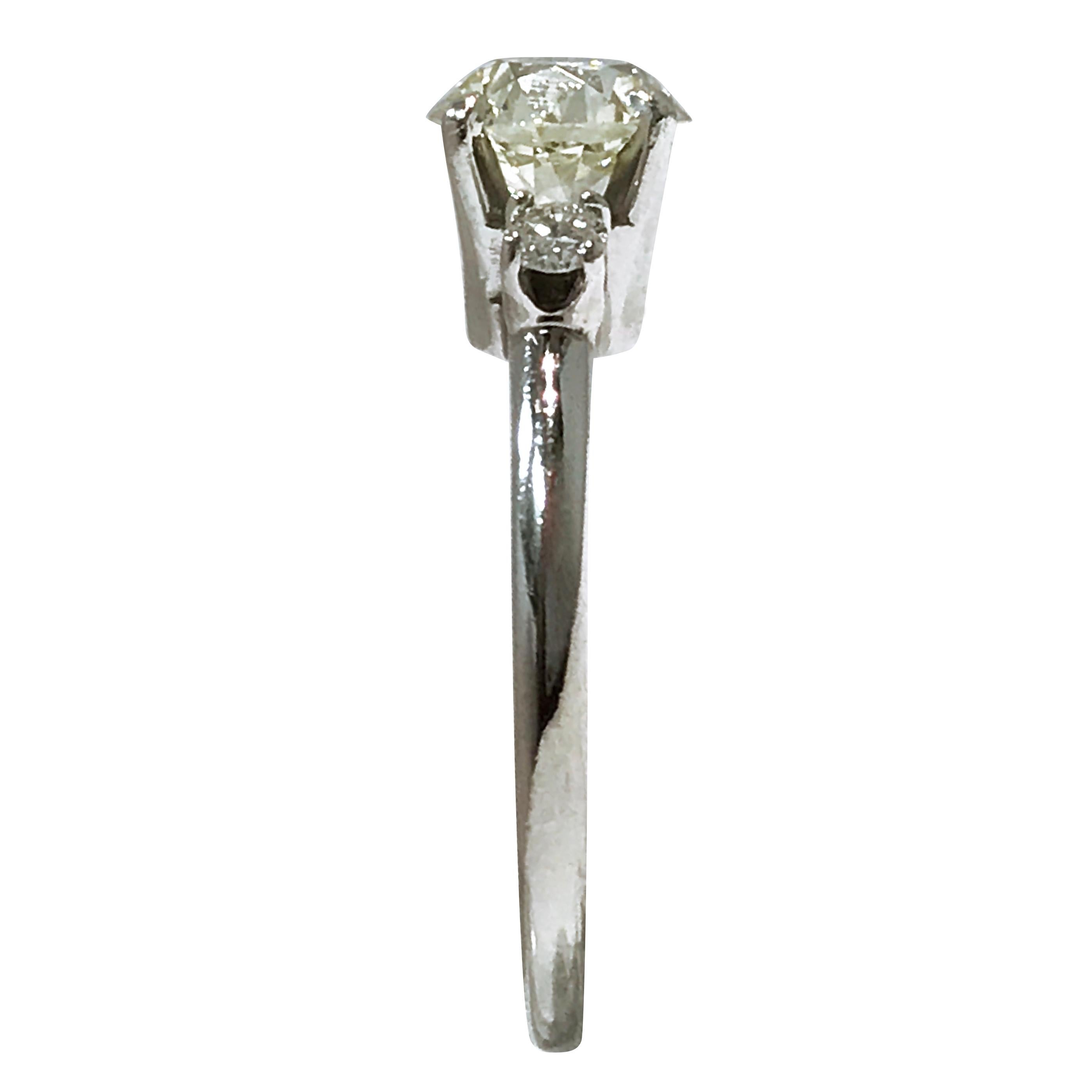Retro Vintage Platinum Three-Diamond Engagement Ring