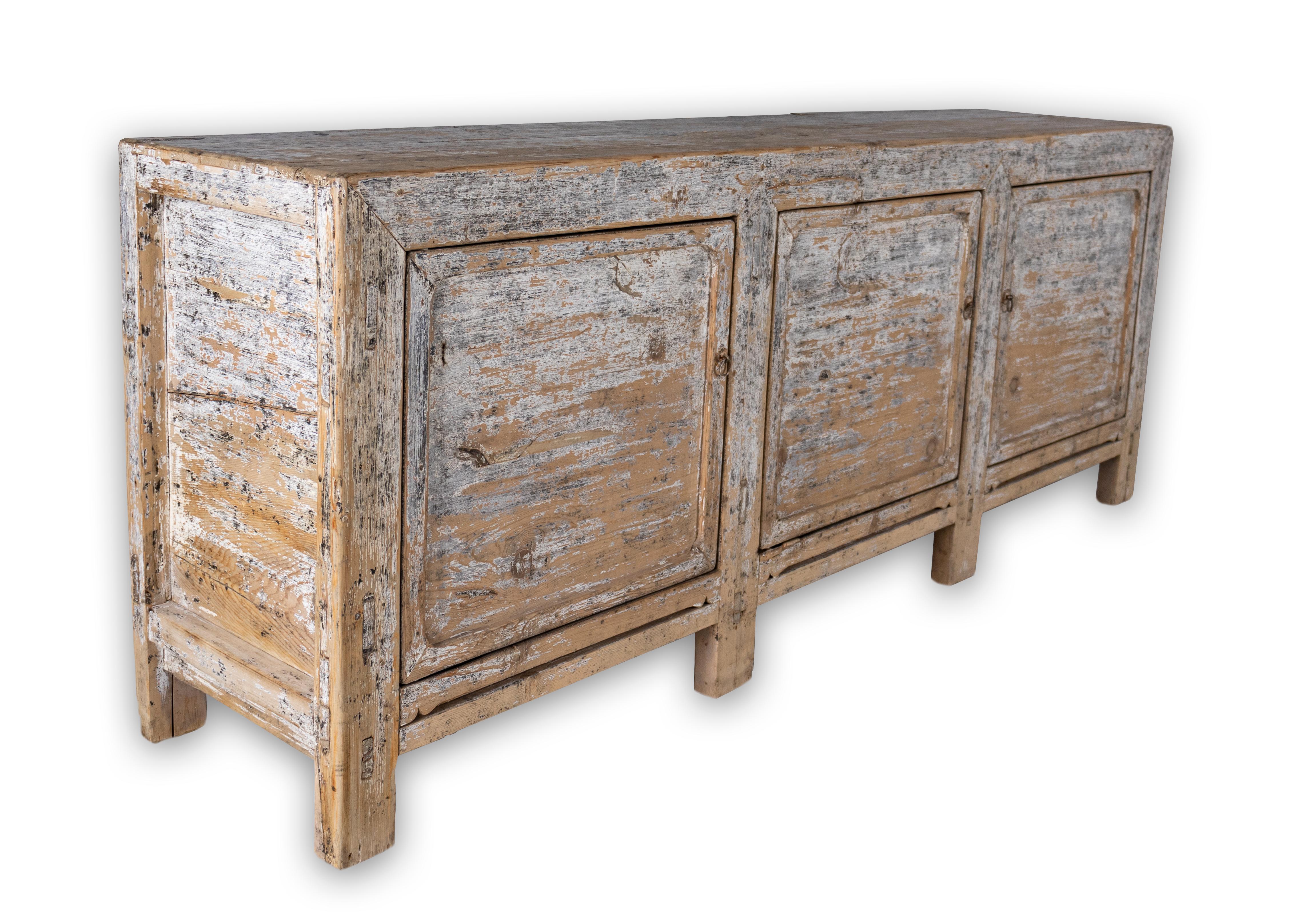 European Vintage Three Door Server in Original Paint Patina