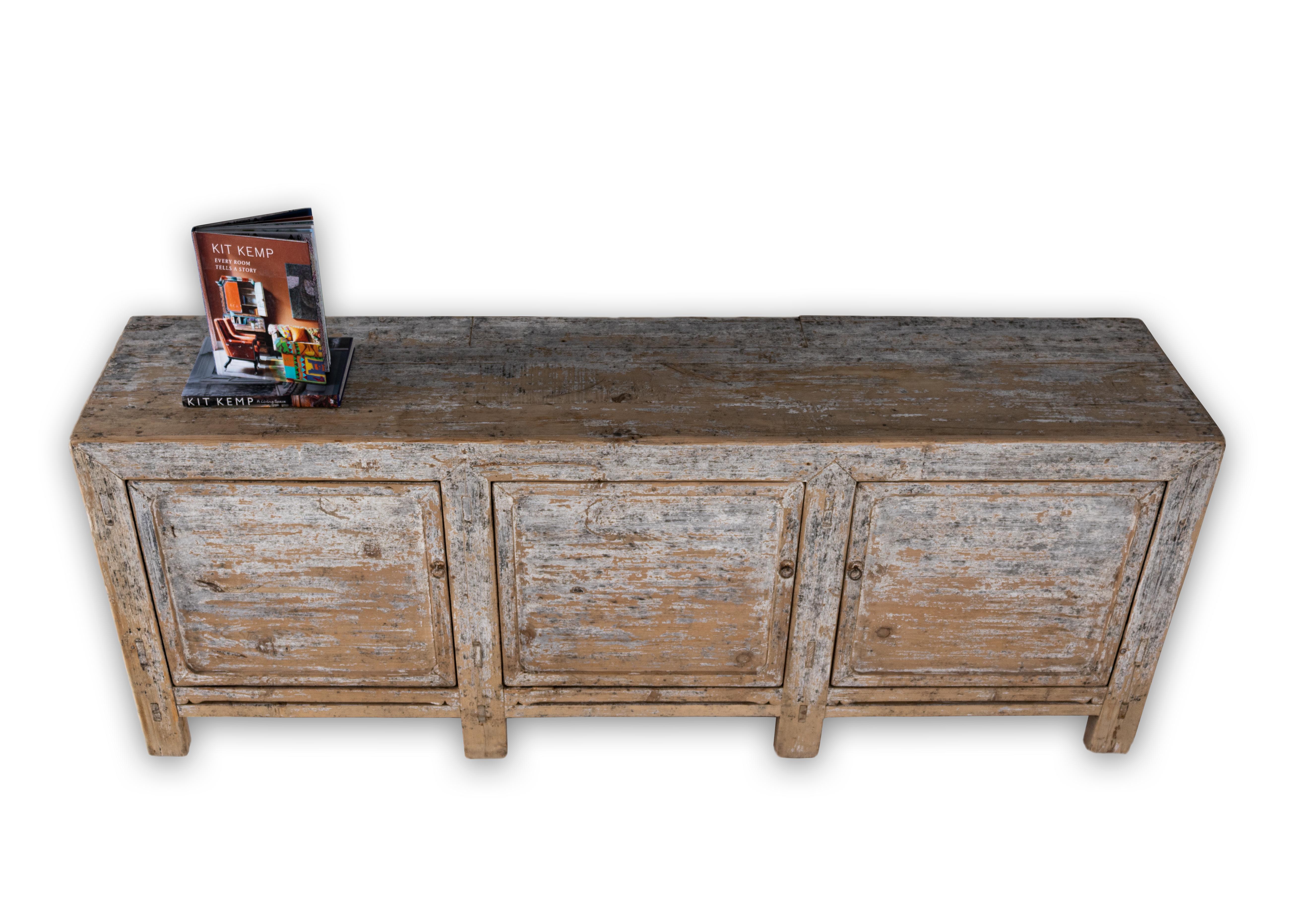 Vintage Three Door Server in Original Paint Patina In Good Condition In Dallas, TX