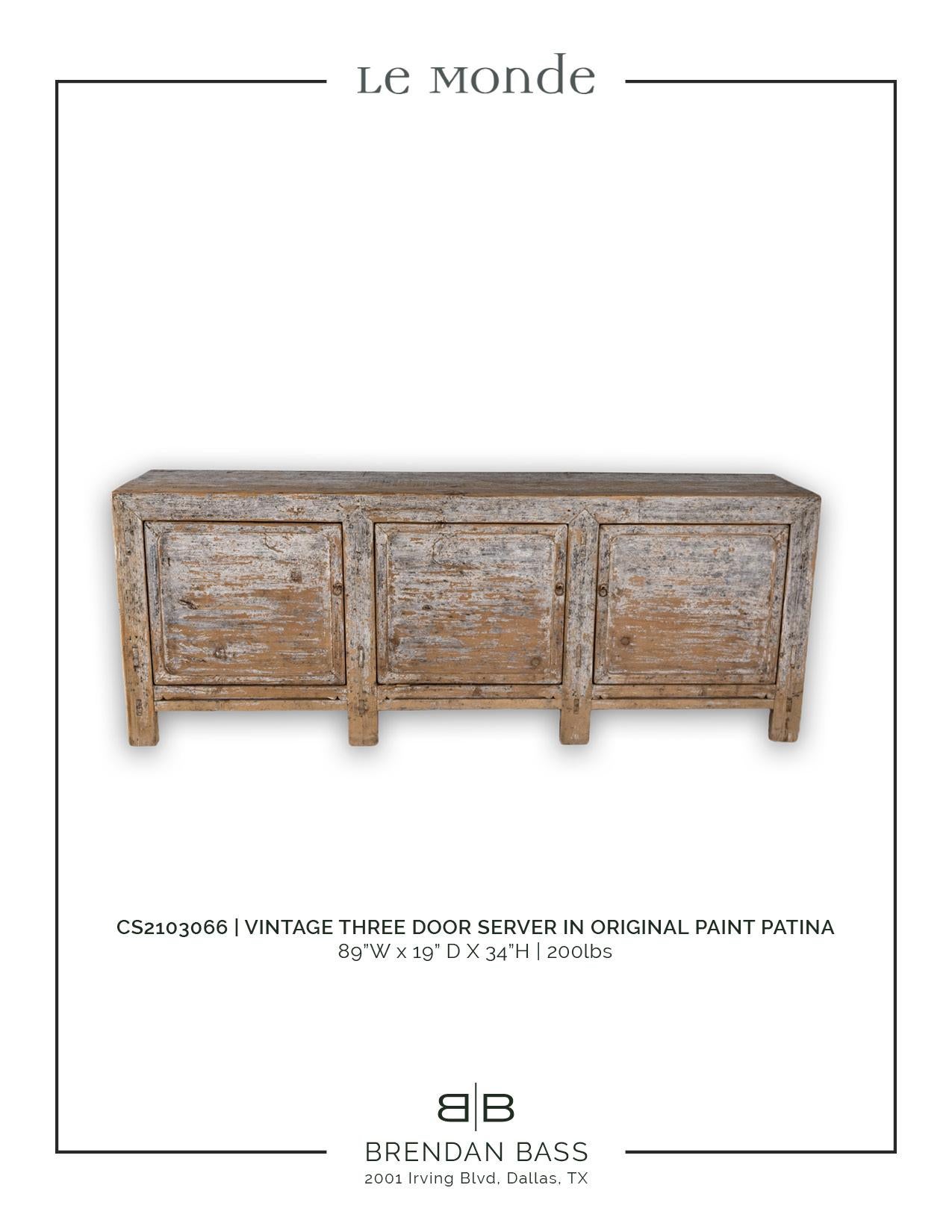 20th Century Vintage Three Door Server in Original Paint Patina