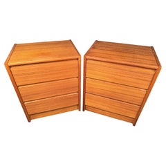 Vintage Three Drawer Nightstands in Teak