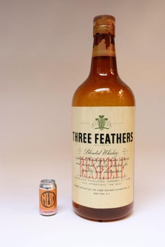 Vintage Three Feathers Whiskey Oversized Store Display Advertising Glass Bottle