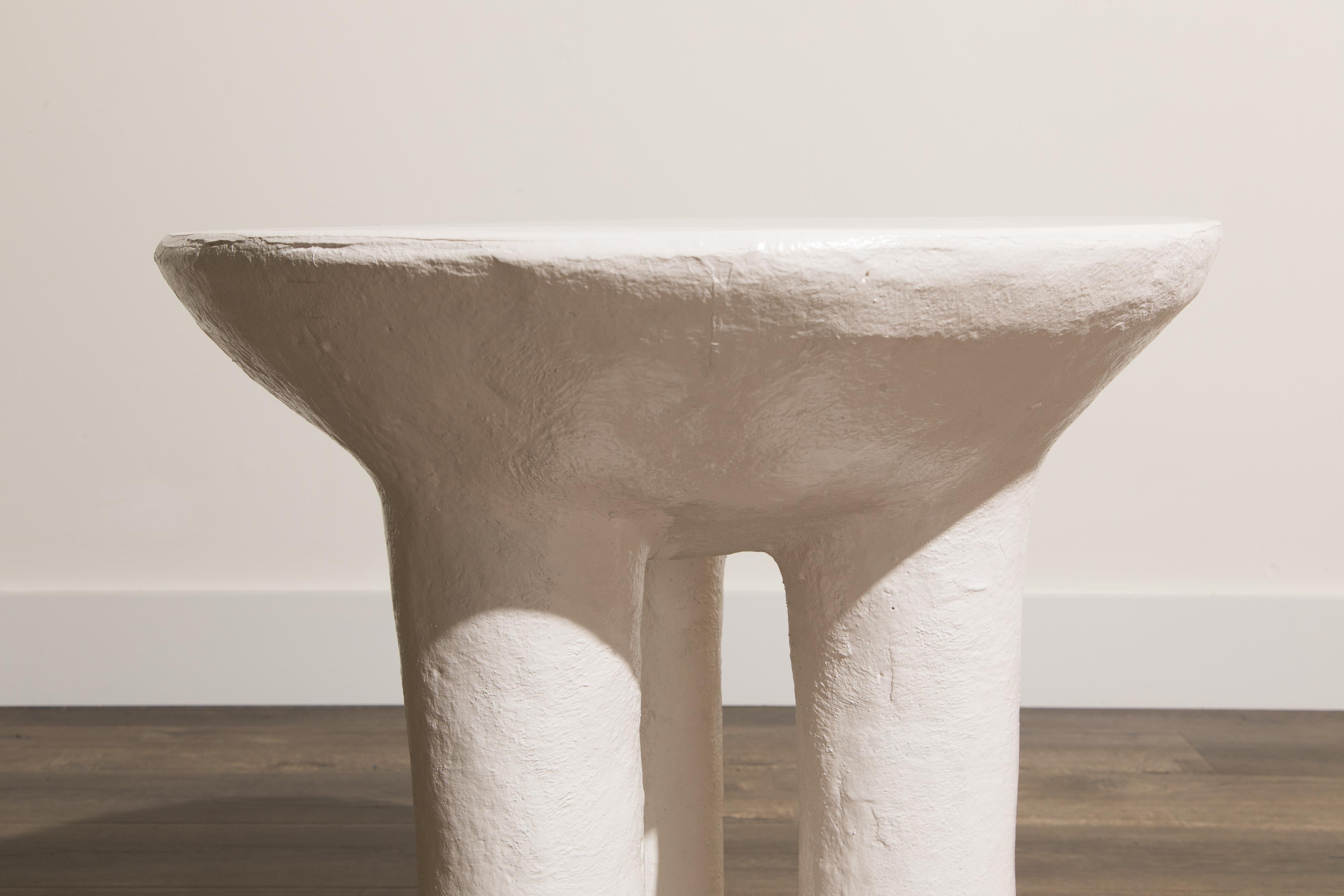 Vintage Three-Legged Side Table in the Style of John Dickinson in White Plaster 3