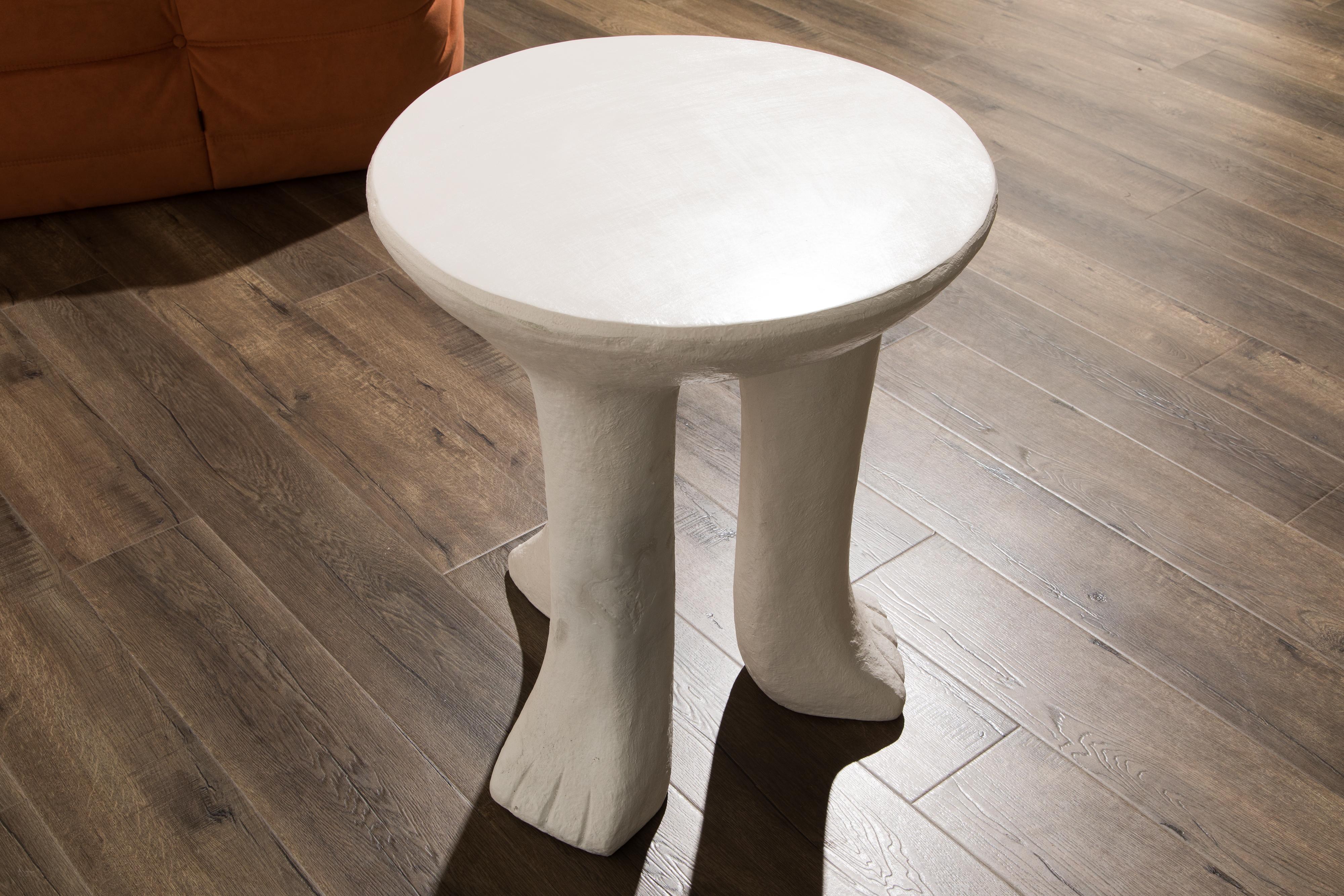 Vintage Three-Legged Side Table in the Style of John Dickinson in White Plaster 5