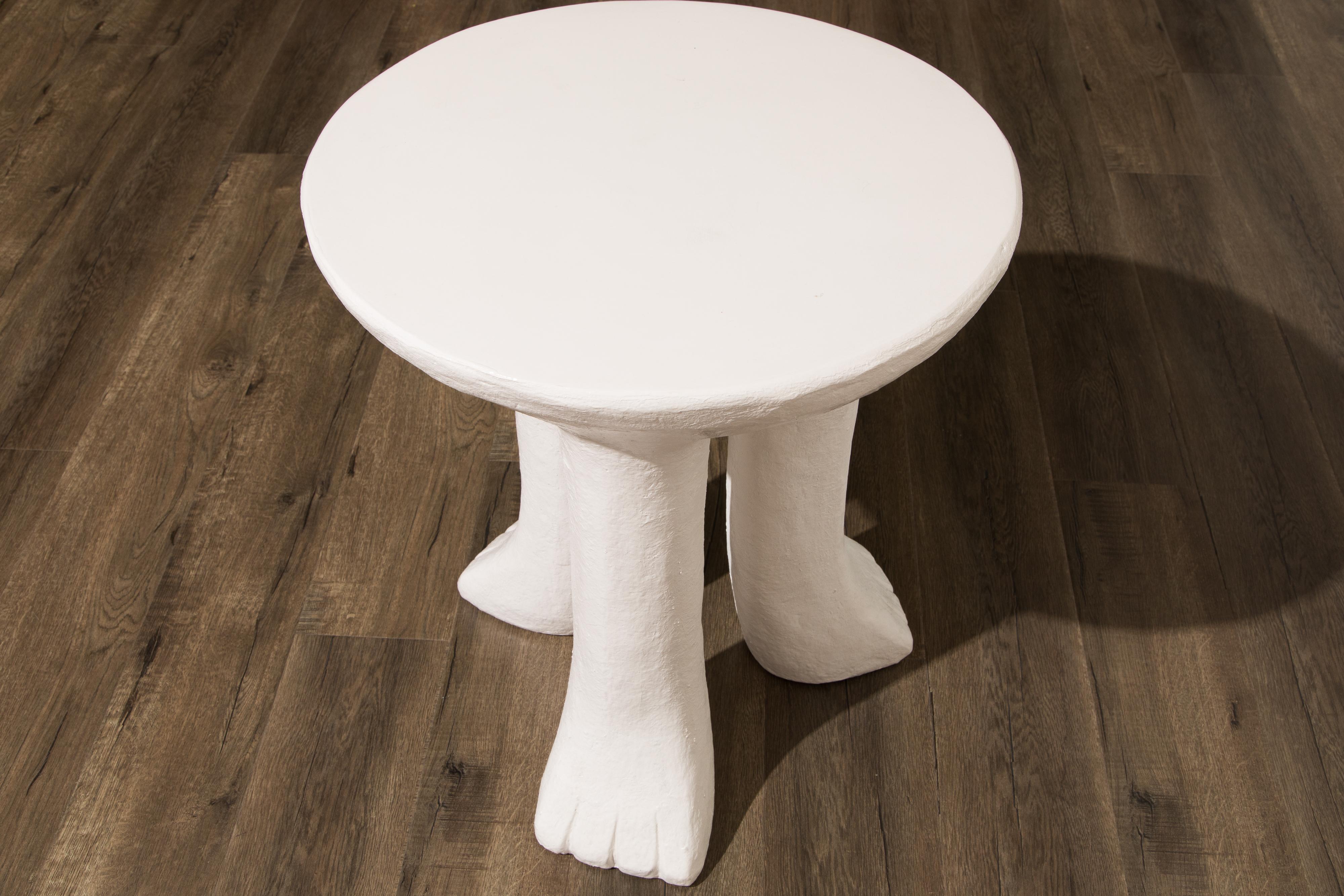 Vintage Three-Legged Side Table in the Style of John Dickinson in White Plaster 7