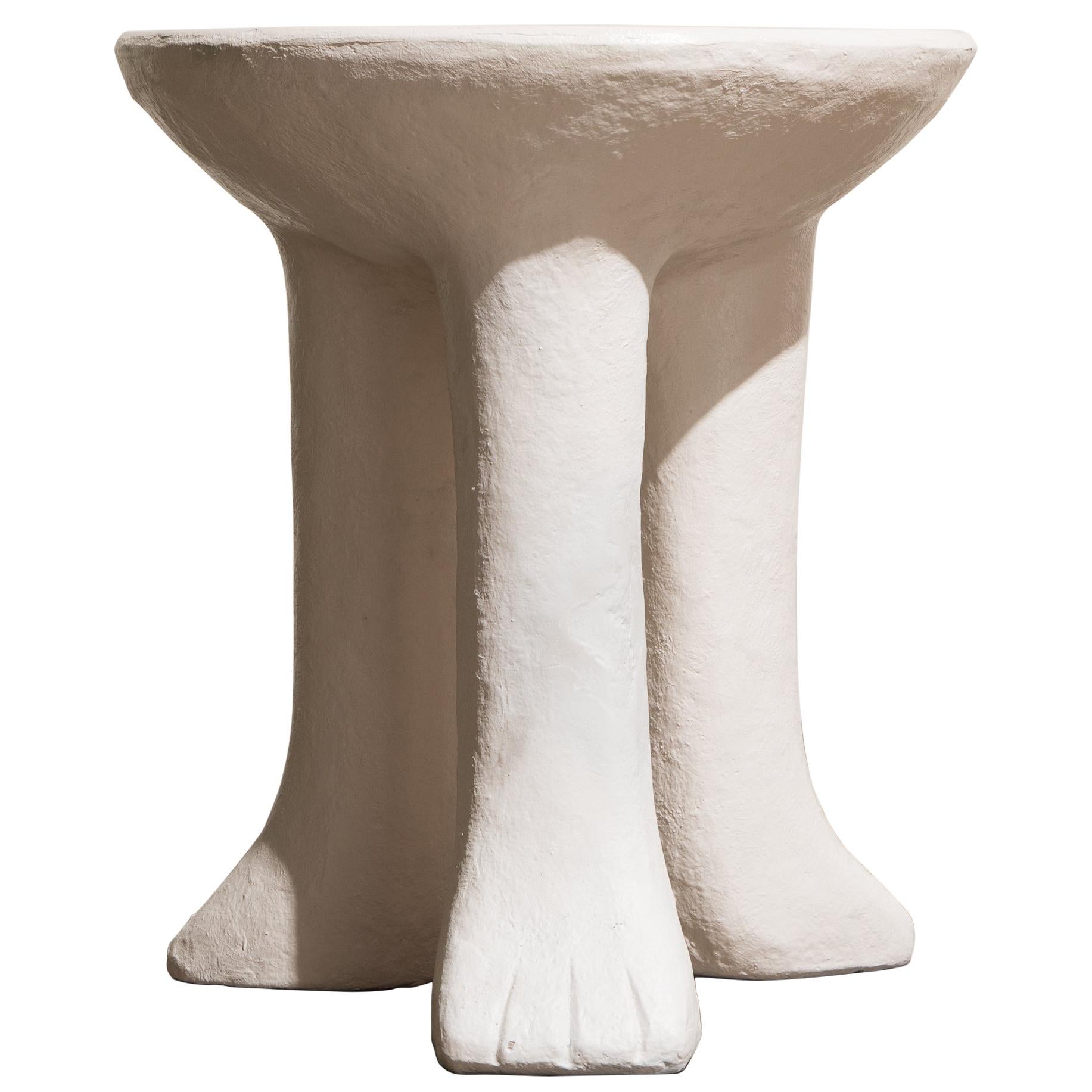 Vintage Three-Legged Side Table in the Style of John Dickinson in White Plaster