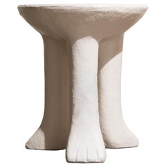 Vintage Three-Legged Side Table in the Style of John Dickinson in White Plaster