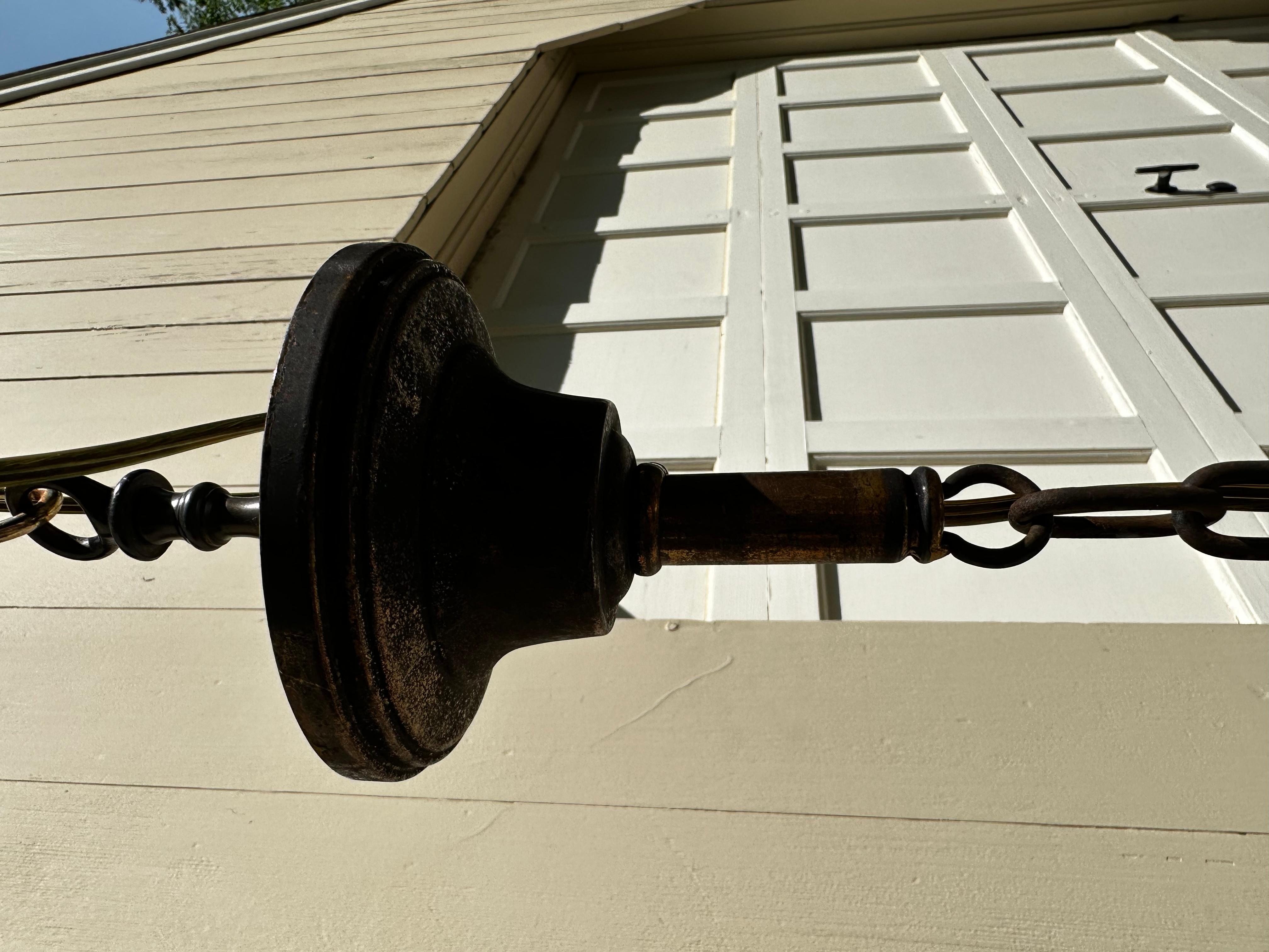 Mid-20th Century Vintage Three Light Deco Fixture with Custard Glass Shades For Sale