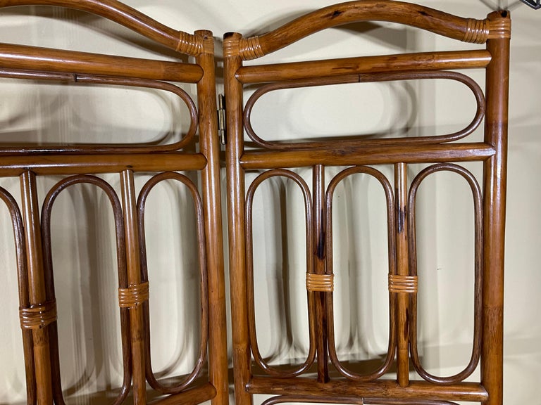 20th Century Vintage Three-Panel Bamboo Screen For Sale