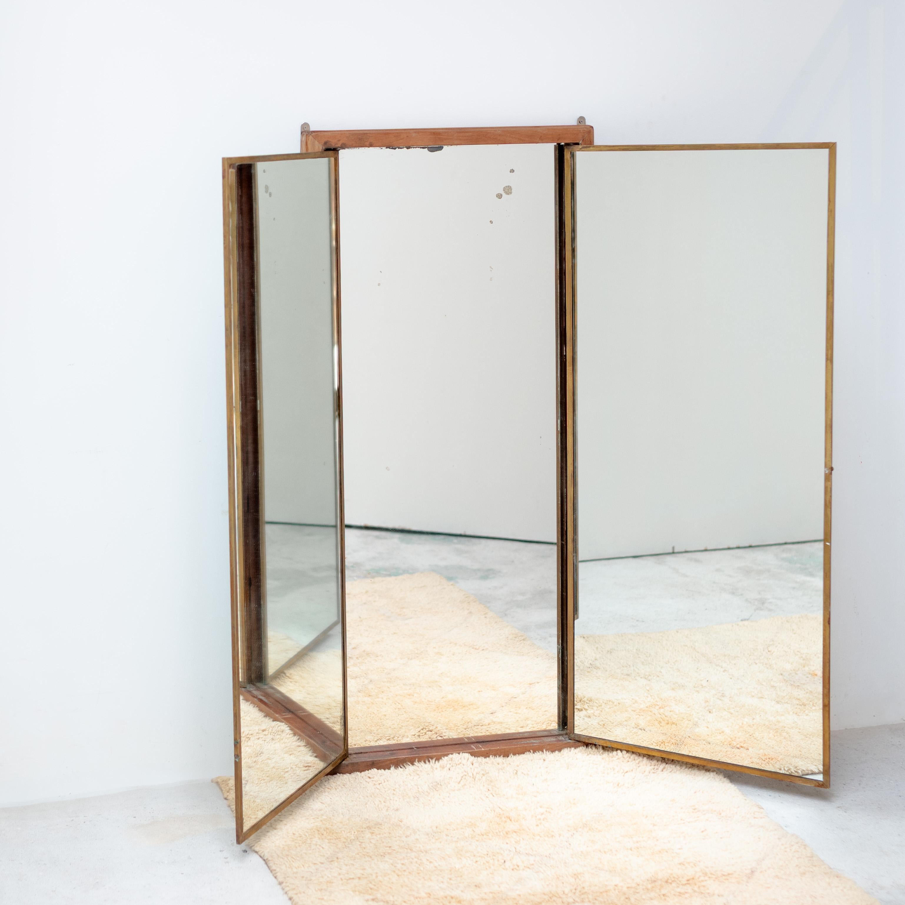 Vintage Miroir pliant à trois panneaux, c. 1900, France en vente 5