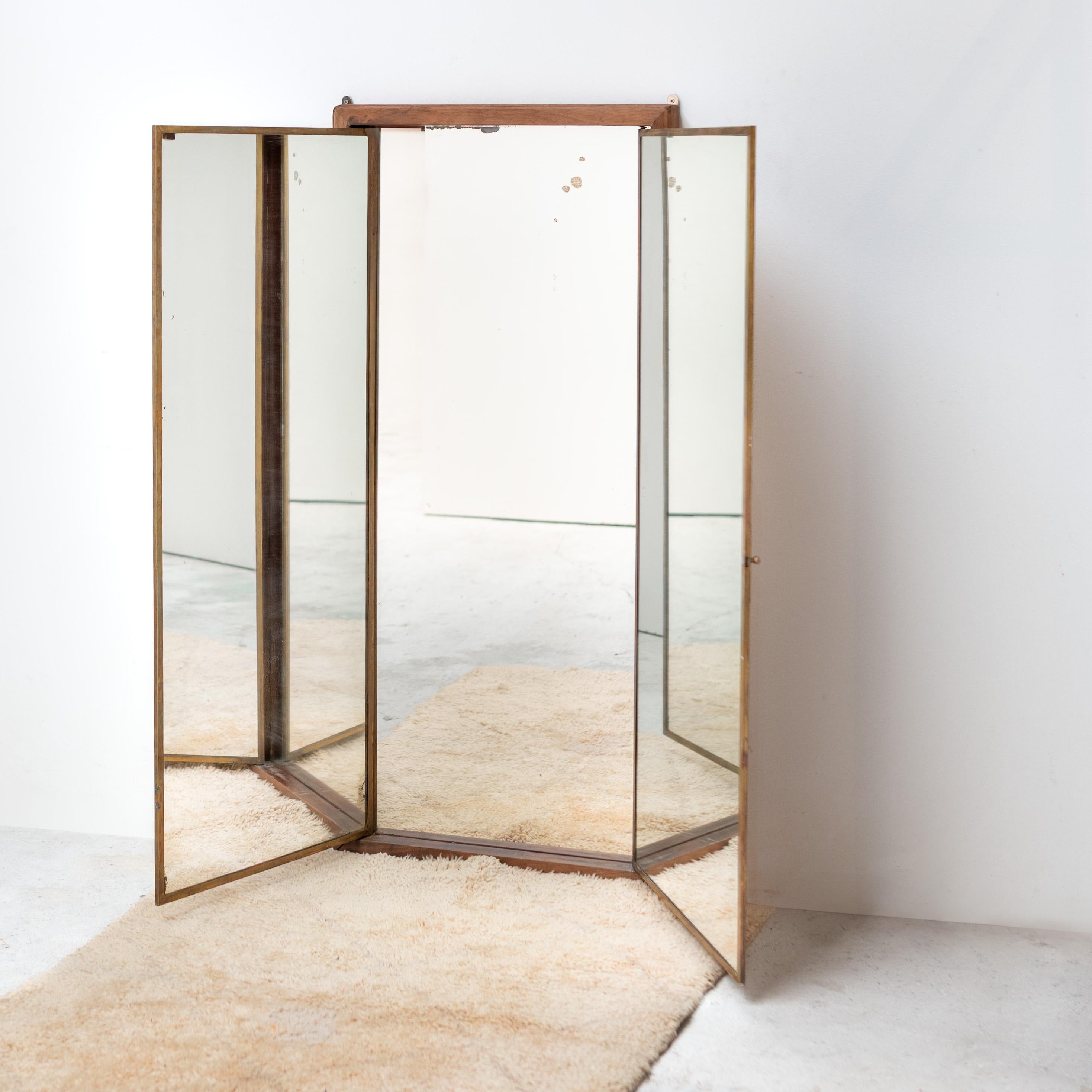Français Vintage Miroir pliant à trois panneaux, c. 1900, France en vente