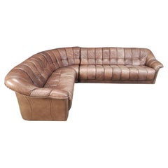Vintage three part leather sofa, 1970s