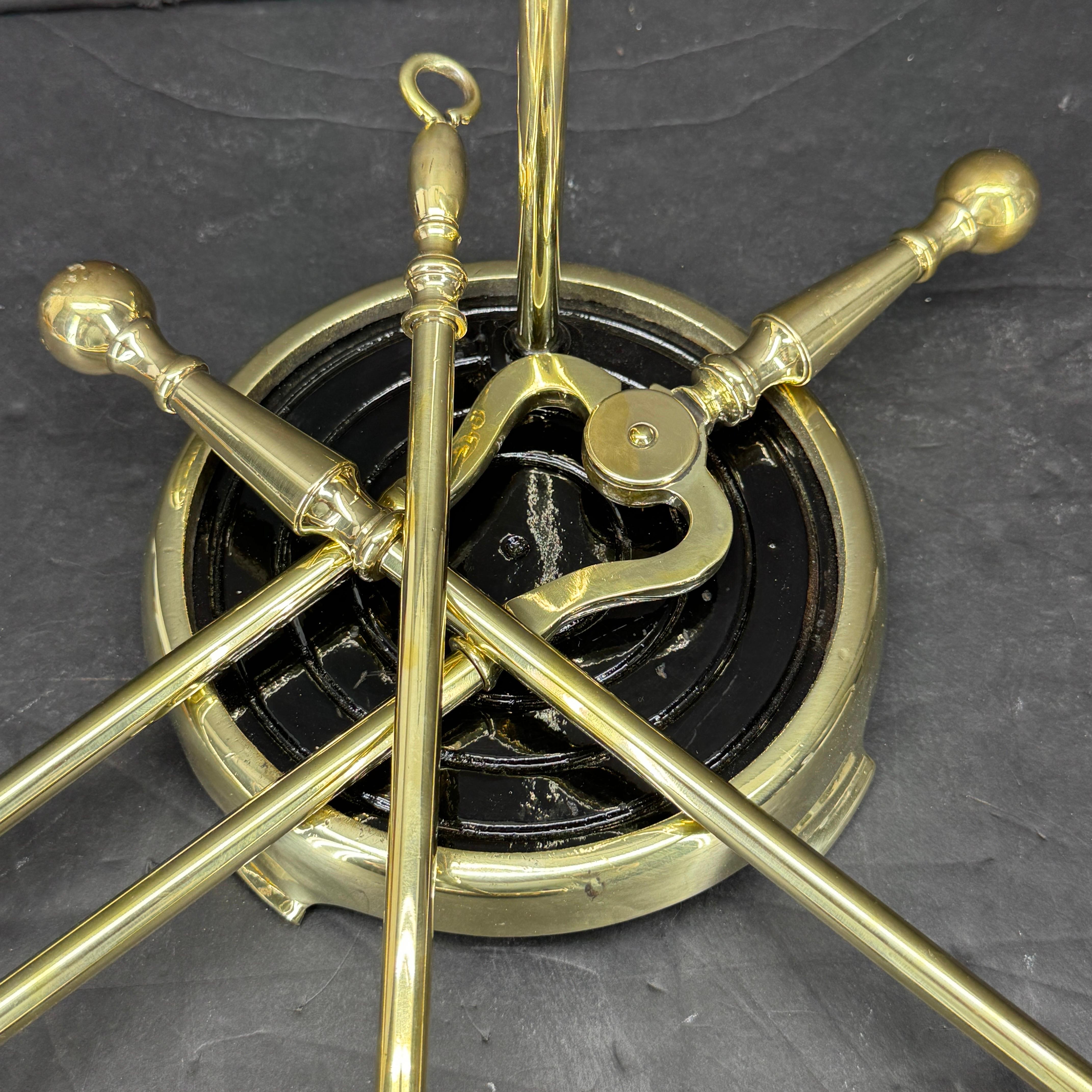 Vintage Three Piece Set of Brass Fireplace Tools 5
