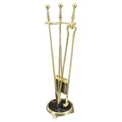 Vintage Three Piece Set of Brass Fireplace Tools