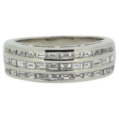 Vintage Three-Row Baguette Cut Diamond Ring