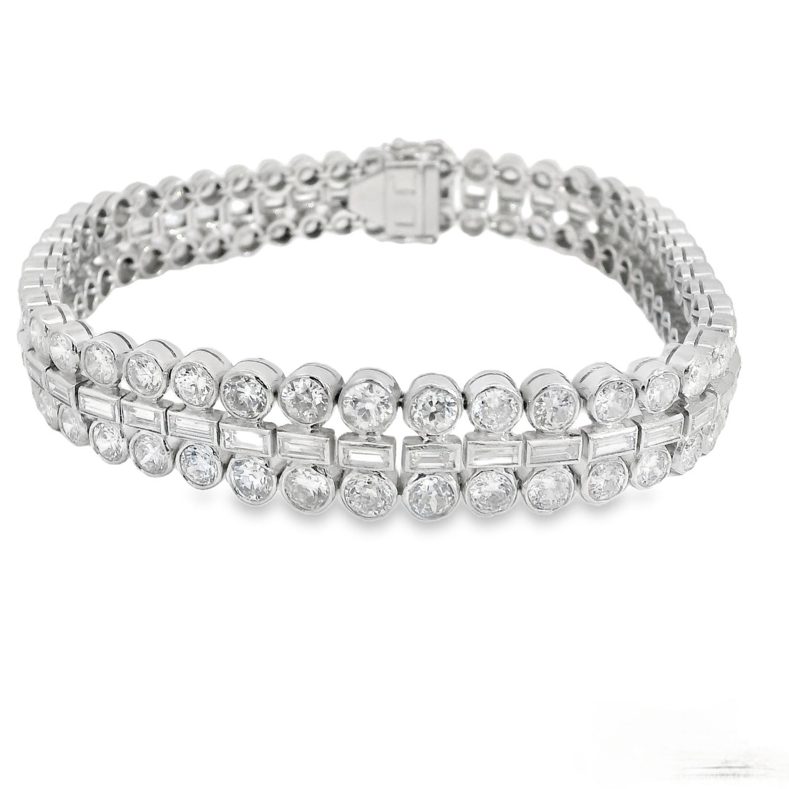 Women's or Men's Vintage Three Row Diamond Tennis Bracelet For Sale