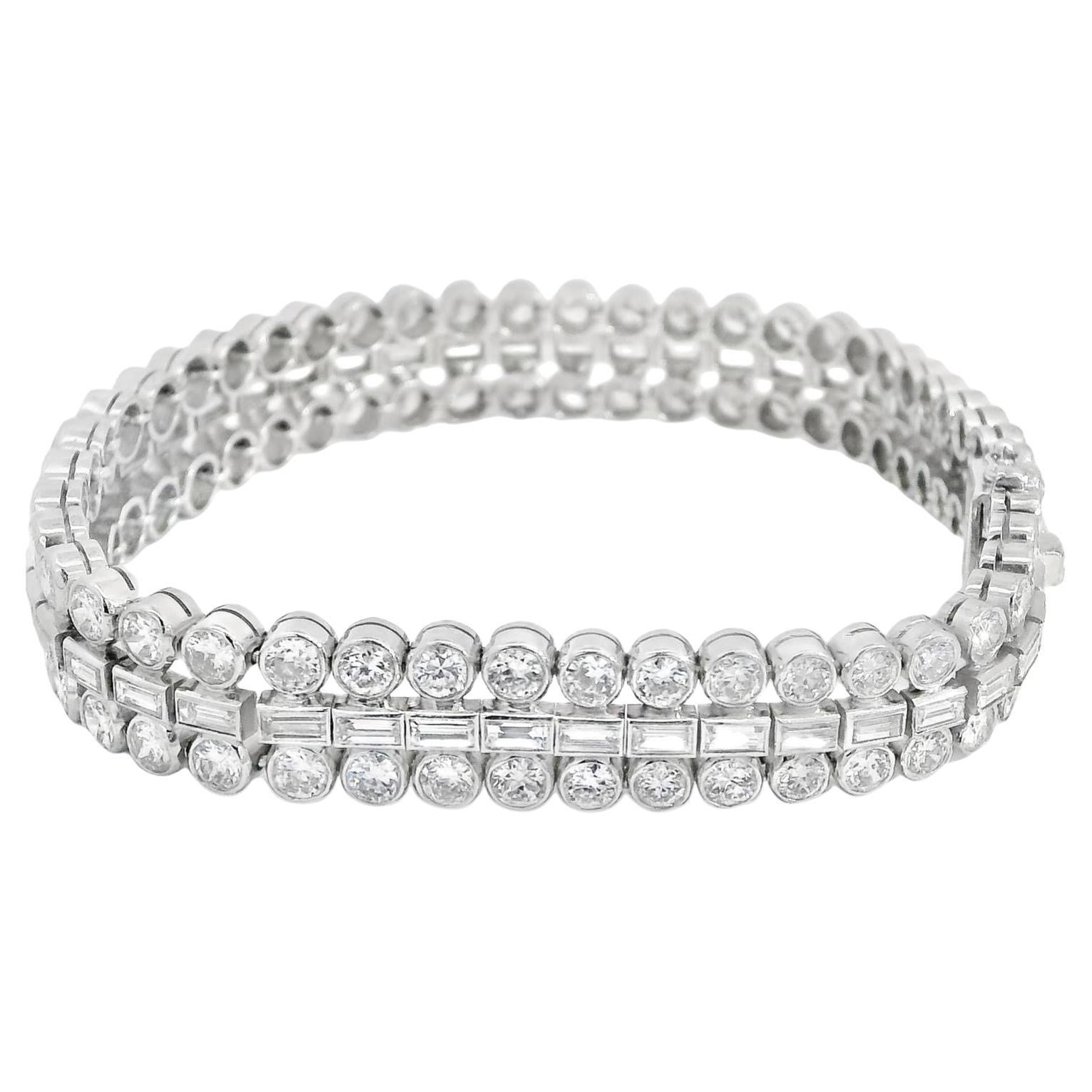 Vintage Three Row Diamond Tennis Bracelet