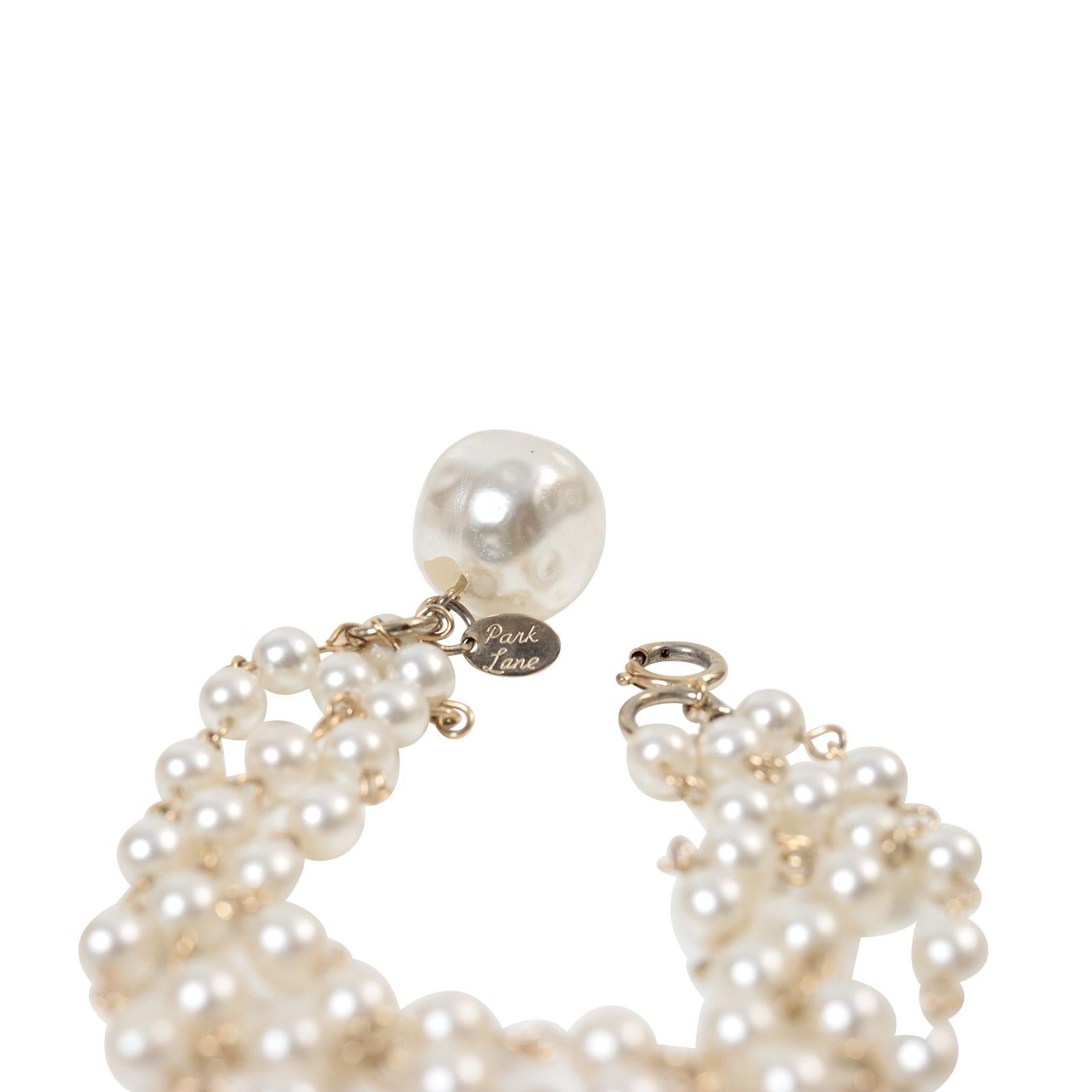 Vintage Three Row Faux Pearl Dangling Bracelet Circa 1980s 3