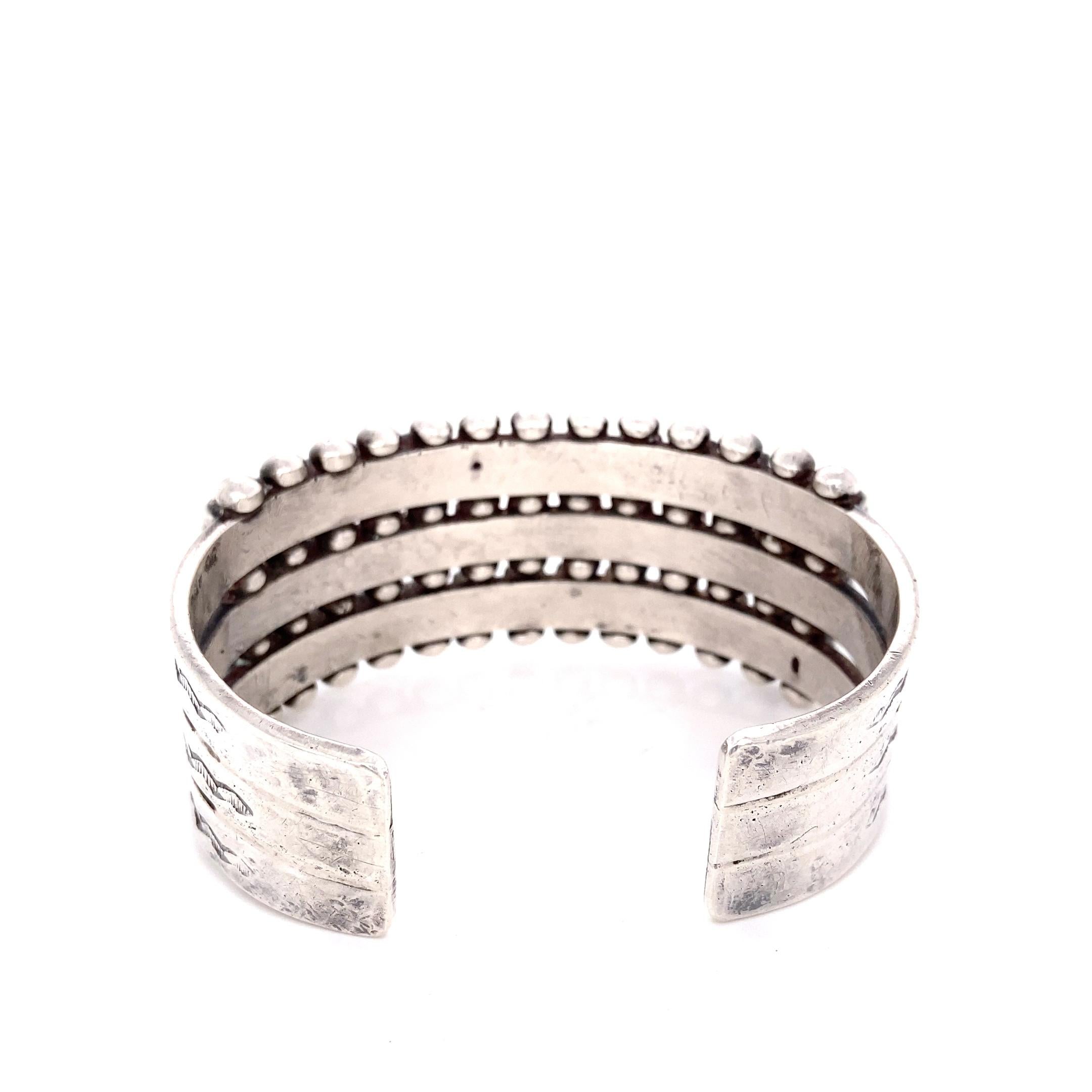 da uomo o donna Bracciale vintage a tre file in argento e turchese in vendita
