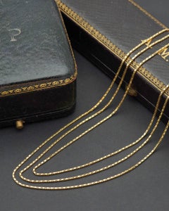 Vintage three rows french necklace in 18k gold, cobra chain, snake chain