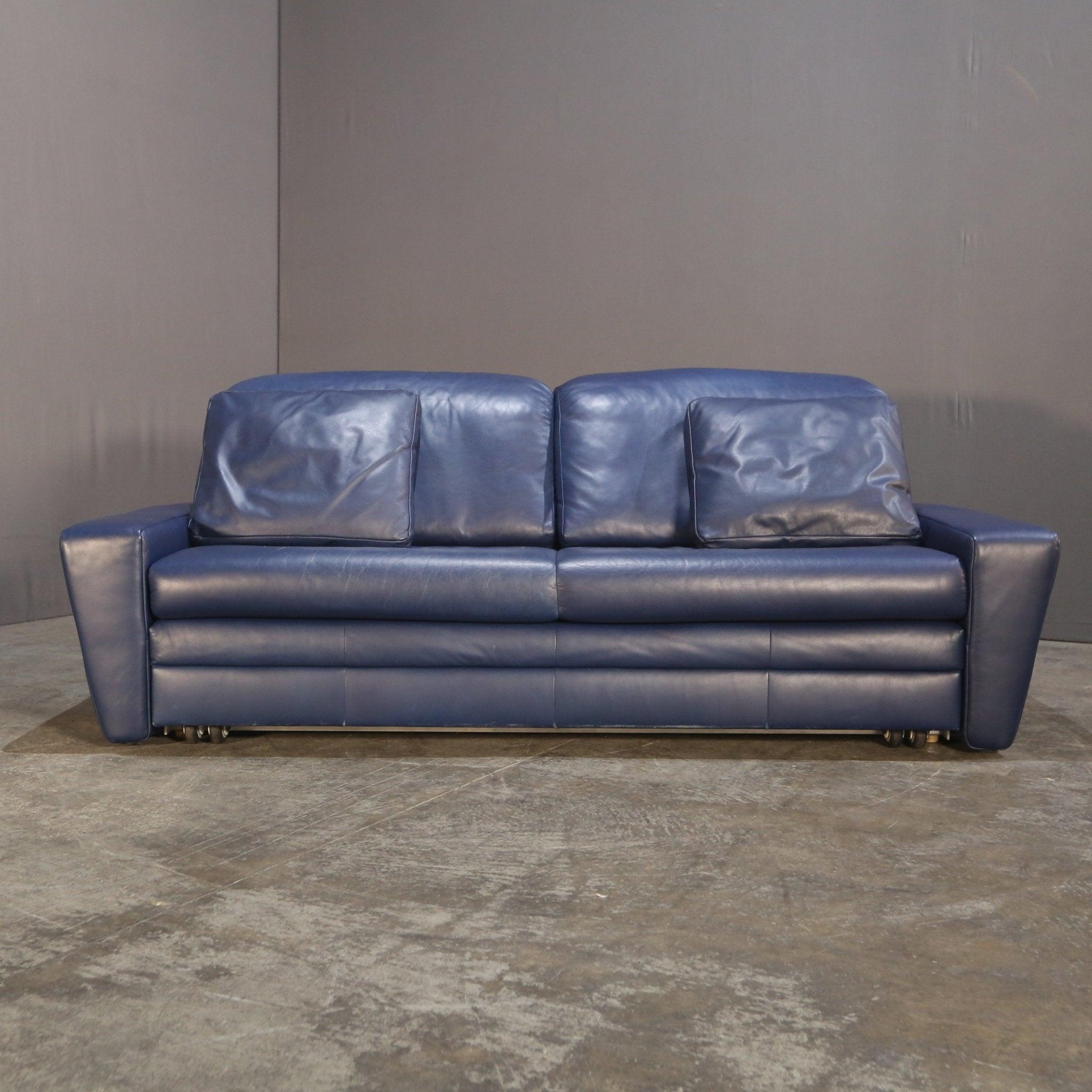 Vintage Three Seater Leather Sofa Bed by Rolf Benz 1