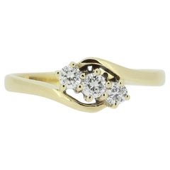 Vintage Three Stone 0.22 Carat Diamond Twist Ring