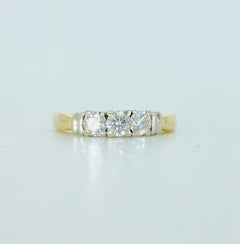 Vintage Three-Stone 0.60 Carat Diamond Ring 14k Gold