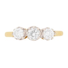 Vintage Three-Stone Diamond Engagement Ring, circa 1950s