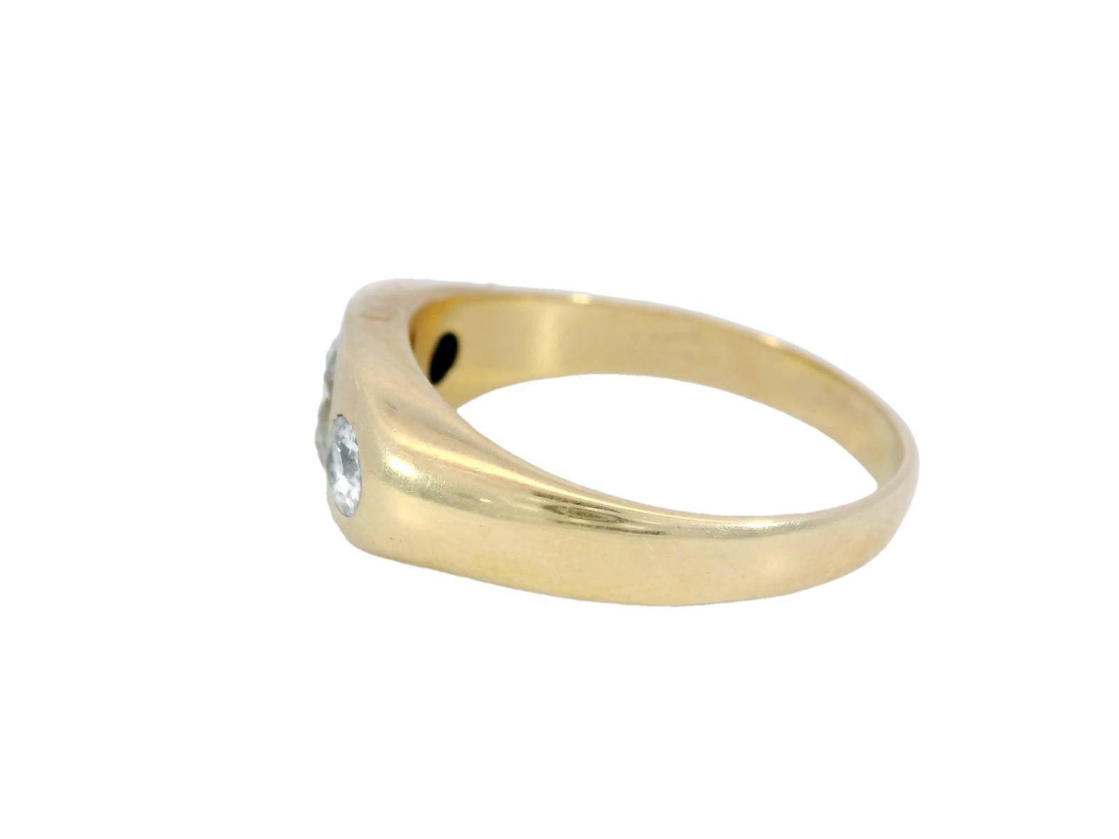 Vintage Three Stone Diamond Gypsy Ring 14K Yellow Gold ~1.15 Carats Total Sz 8.5

A bold reflection of mid-century style, this Vintage Three-Stone Diamond Gypsy Ring merges timeless elegance with effortless wearability. Designed in 14K yellow gold,