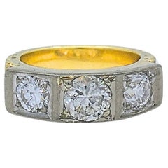 Vintage Three Stone Diamond Ring 14k Gold