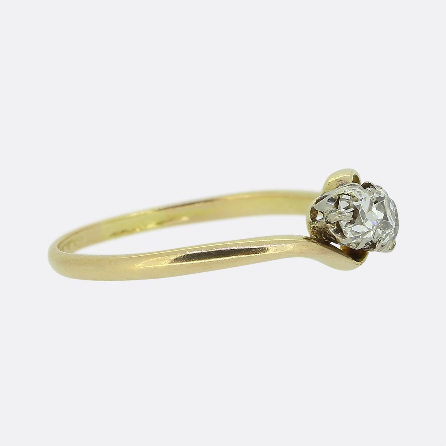 Old Mine Cut Vintage Three-Stone Diamond Ring For Sale