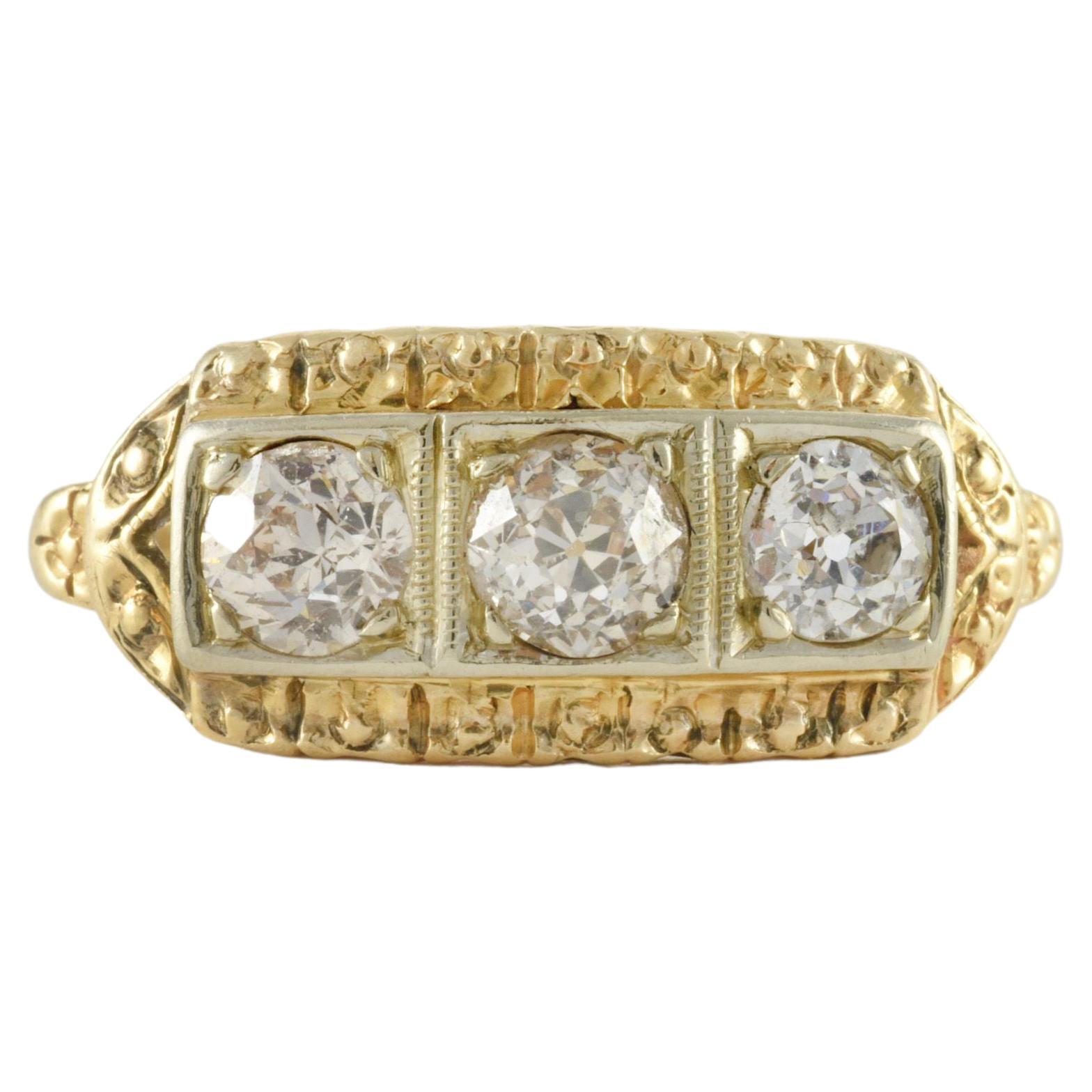 Vintage Three Stone Diamond Ring For Sale