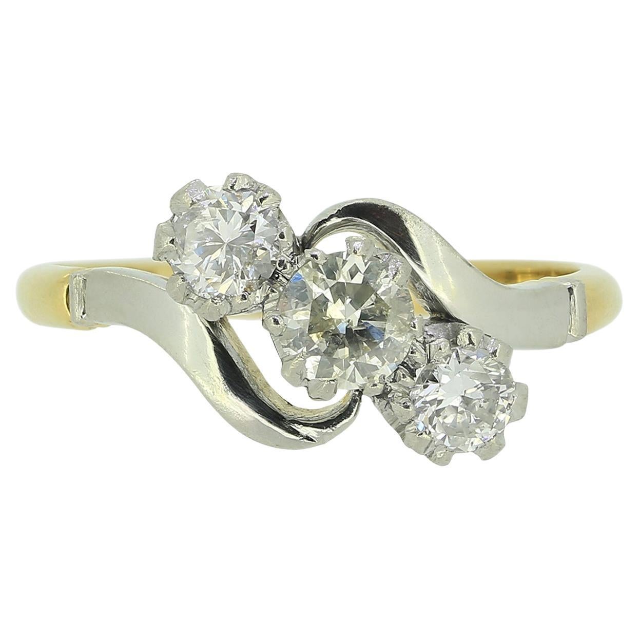 Vintage Three-Stone Diamond Ring