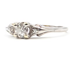 Vintage Three-Stone Diamond Ring in 14k White Gold
