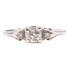 Vintage Three-Stone Diamond Ring in 14k White Gold