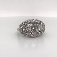 Vintage Three-Stone Diamond Ring Platinum 2 Carat