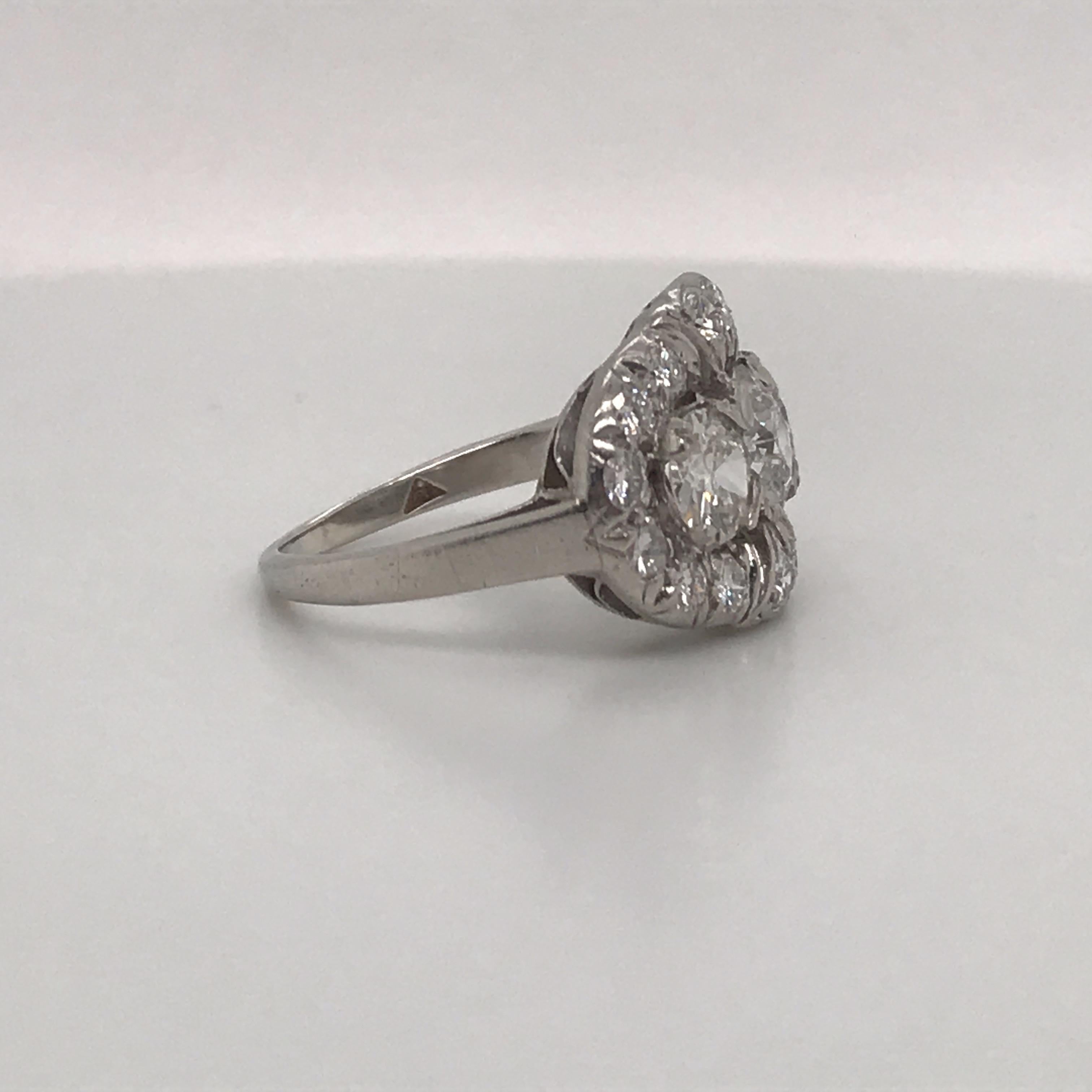 Vintage Three-Stone Diamond Ring Platinum 2 Carat In Excellent Condition For Sale In New York, NY