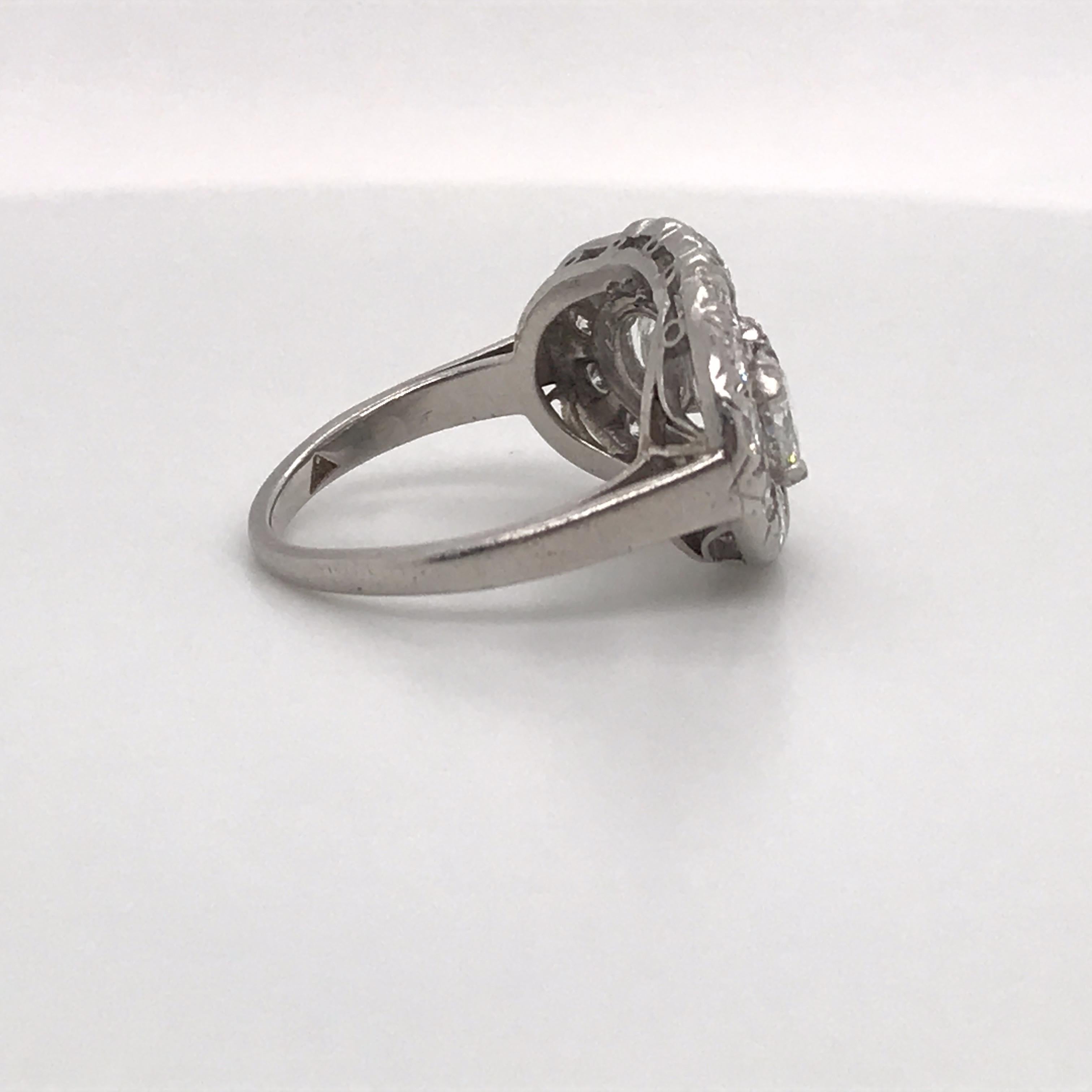 Women's Vintage Three-Stone Diamond Ring Platinum 2 Carat For Sale