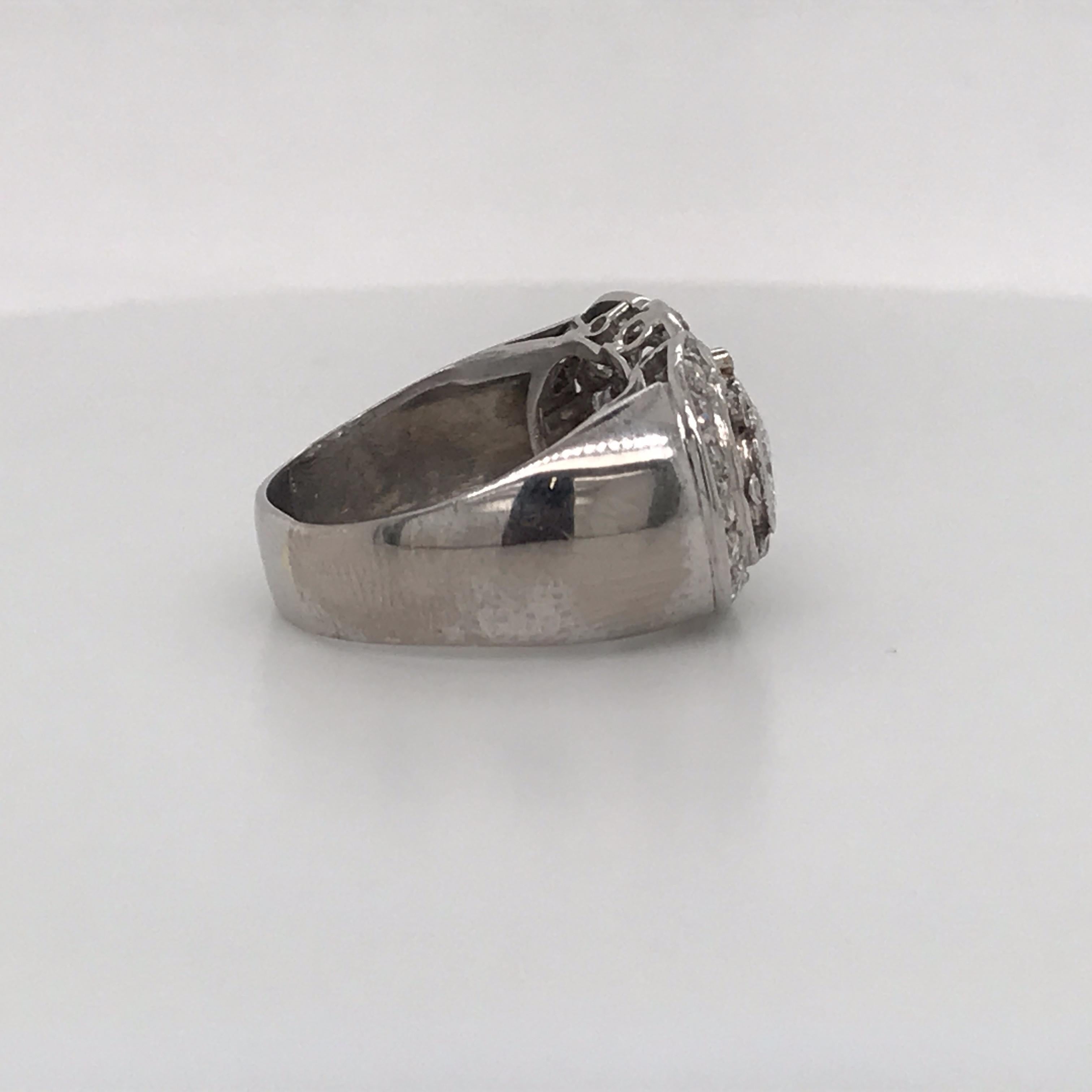 Round Cut Vintage Three-Stone Diamond Ring Platinum 2 Carat For Sale