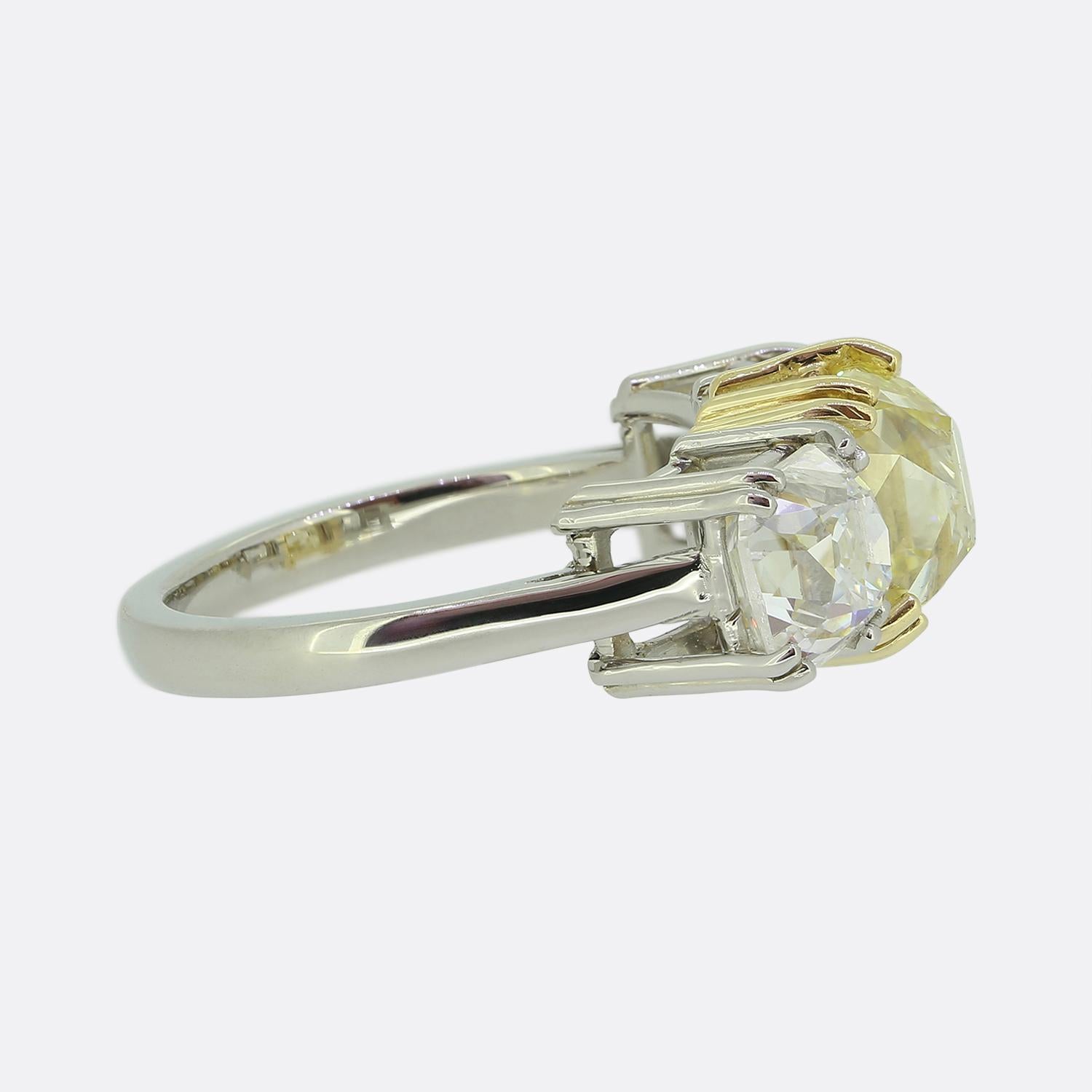 Old Mine Cut Vintage Three-Stone Old Cut Diamond Ring