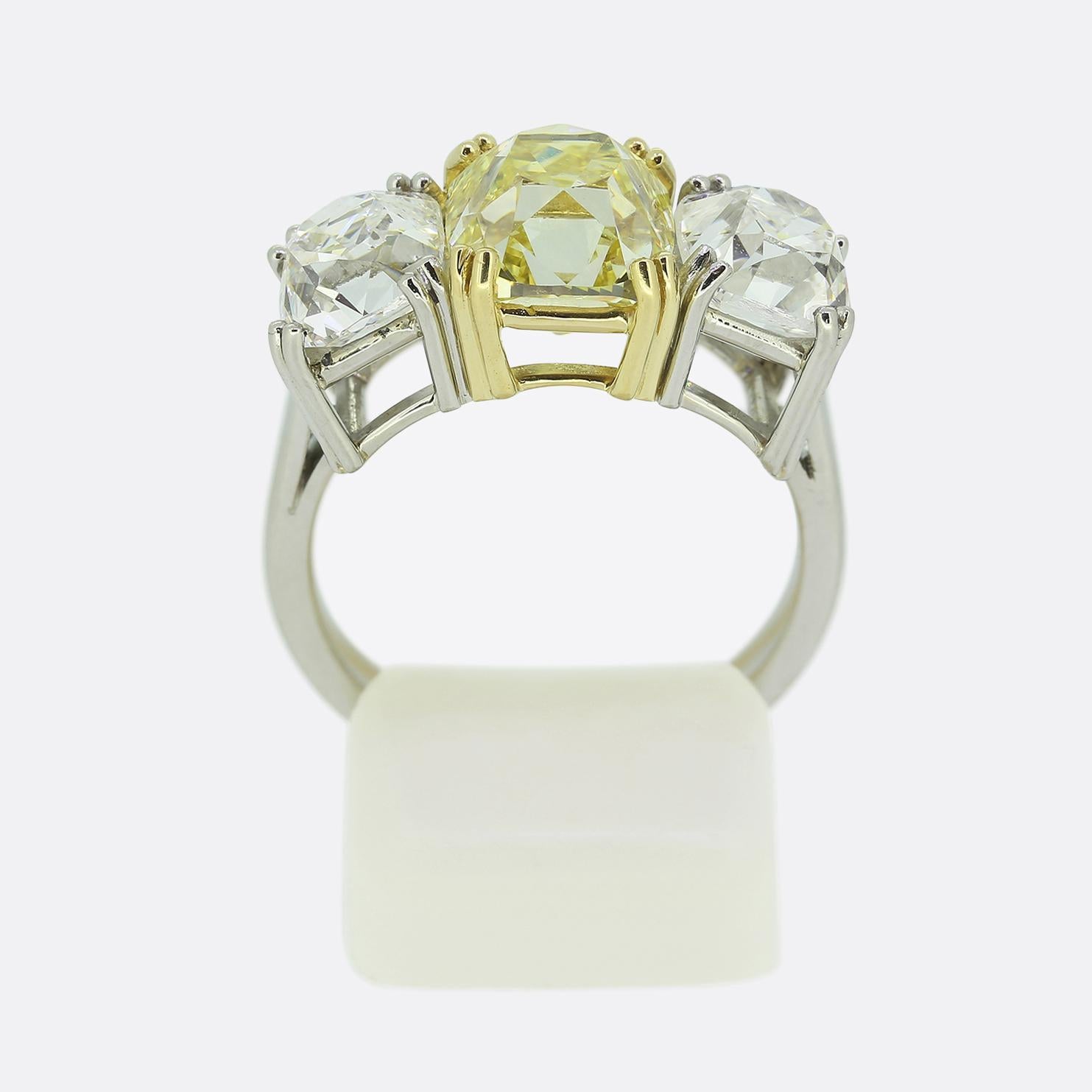 Women's or Men's Vintage Three-Stone Old Cut Diamond Ring