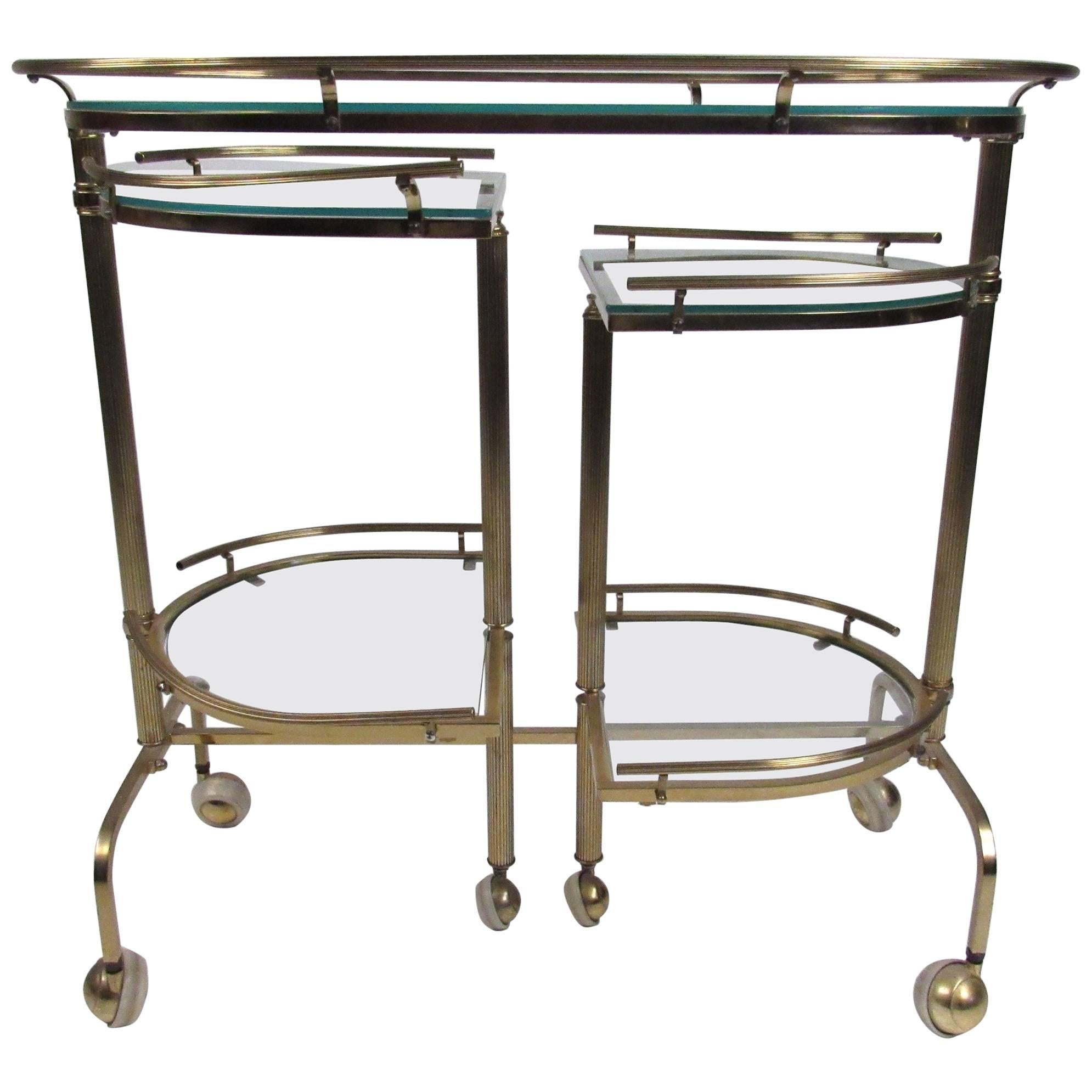 Vintage Three-Tier Brass Service/Bar Cart For Sale