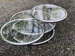 Vintage Three Tier Swivel Glass & Chrome Coffee Table