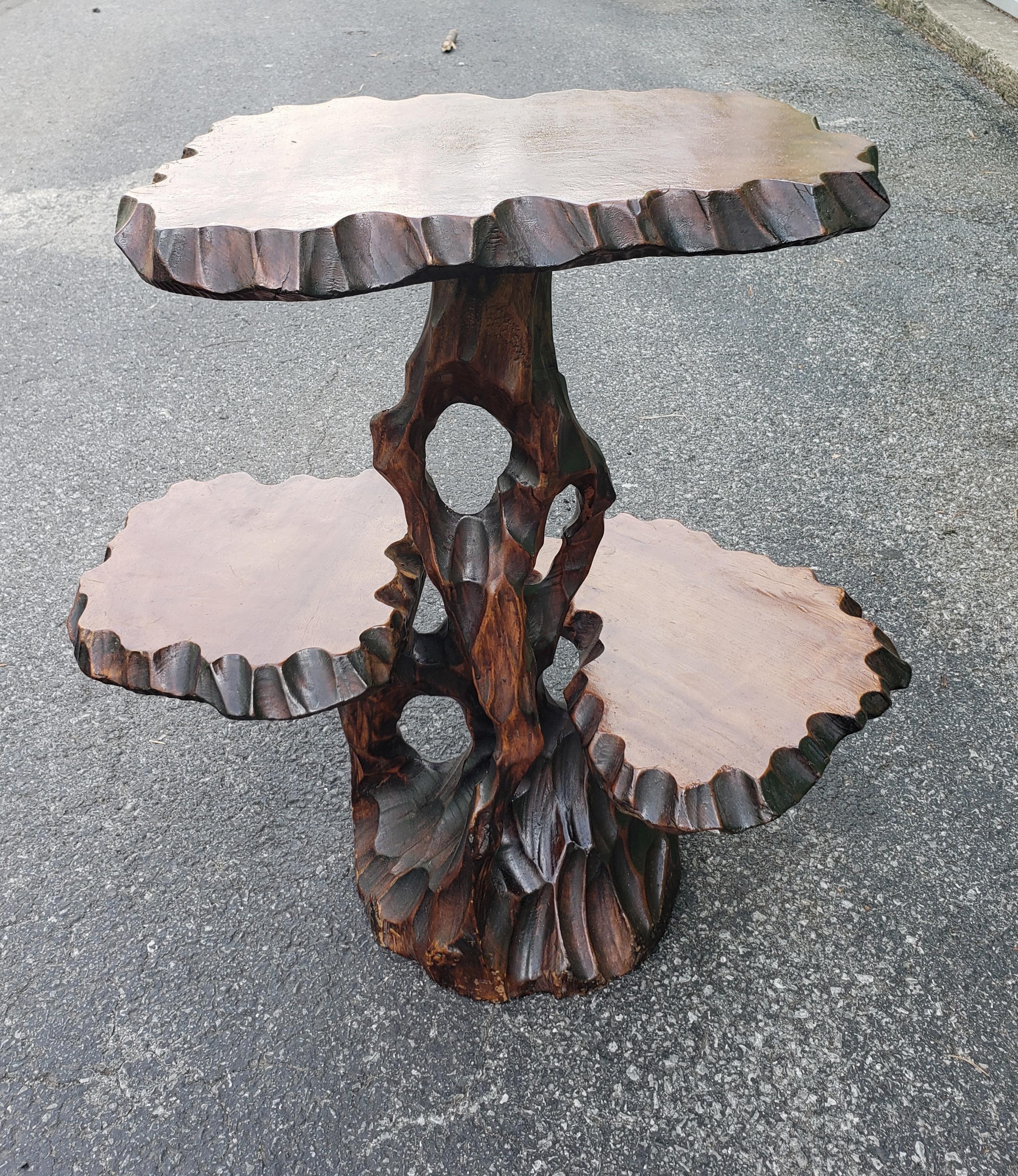 Vintage Three-Tier Tree Form Hardwood Table In Good Condition In Germantown, MD