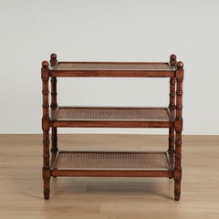 Vintage Three Tiered Caned British Colonial Style Stand