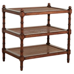 Vintage Three Tiered Caned British Colonial Style Stand