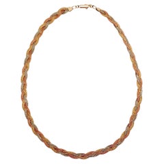 Vintage Three-Tone 14k Gold Braided Necklace