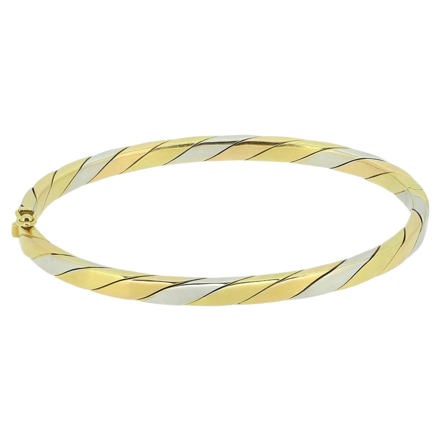 Vintage Three-Tone Gold Bangle For Sale