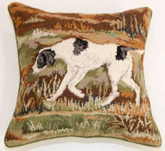 Retro Throw Decorative Needlepoint Beagle Dog Pillow